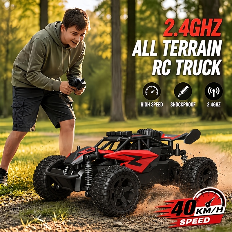 TEMU 40km/h Fast Rc Off-road Car 1:18 Scale 4wd Remote Control Truck, 50+ Minutes , 2.4ghz All Terrain Buggy With & Rechargeable 1300mah Battery