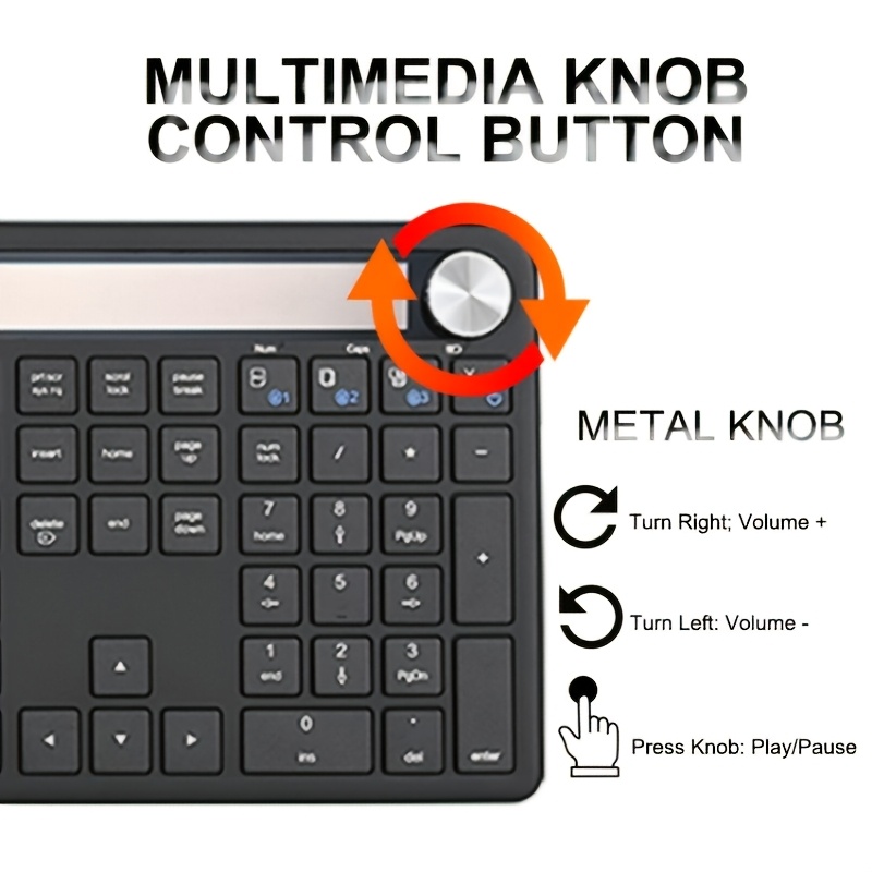Jomaa USB Wireless Keyboard Solar Light Power Keyboard Full Size Solar Bluetooth Keyboard for Computer/Laptop/Tablet