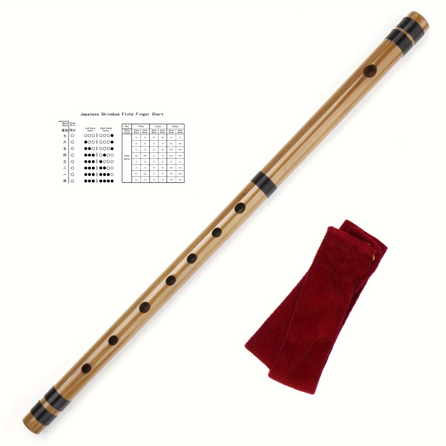 

Japanese Bamboo Flute With Black Lines 7/8 Hon Handmade Bamboo Musical Instrument