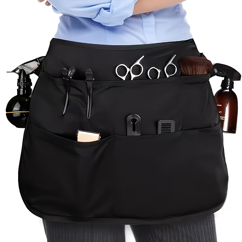 TEMU Grembiule da parrucchiere con 5 tasche grandi, resistente alla decolorazione, stile a vita, per professionisti di saloni e per trasportare
