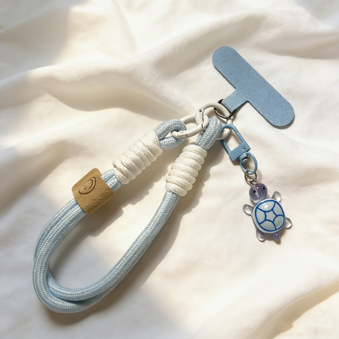 TEMU 1pc Turtle Pendant Solid Color Nylon Phone Lanyard/wrist Strap, Suitable For Phone Cases, Prevents Loss And Theft, With Clasp, Cute Turtle