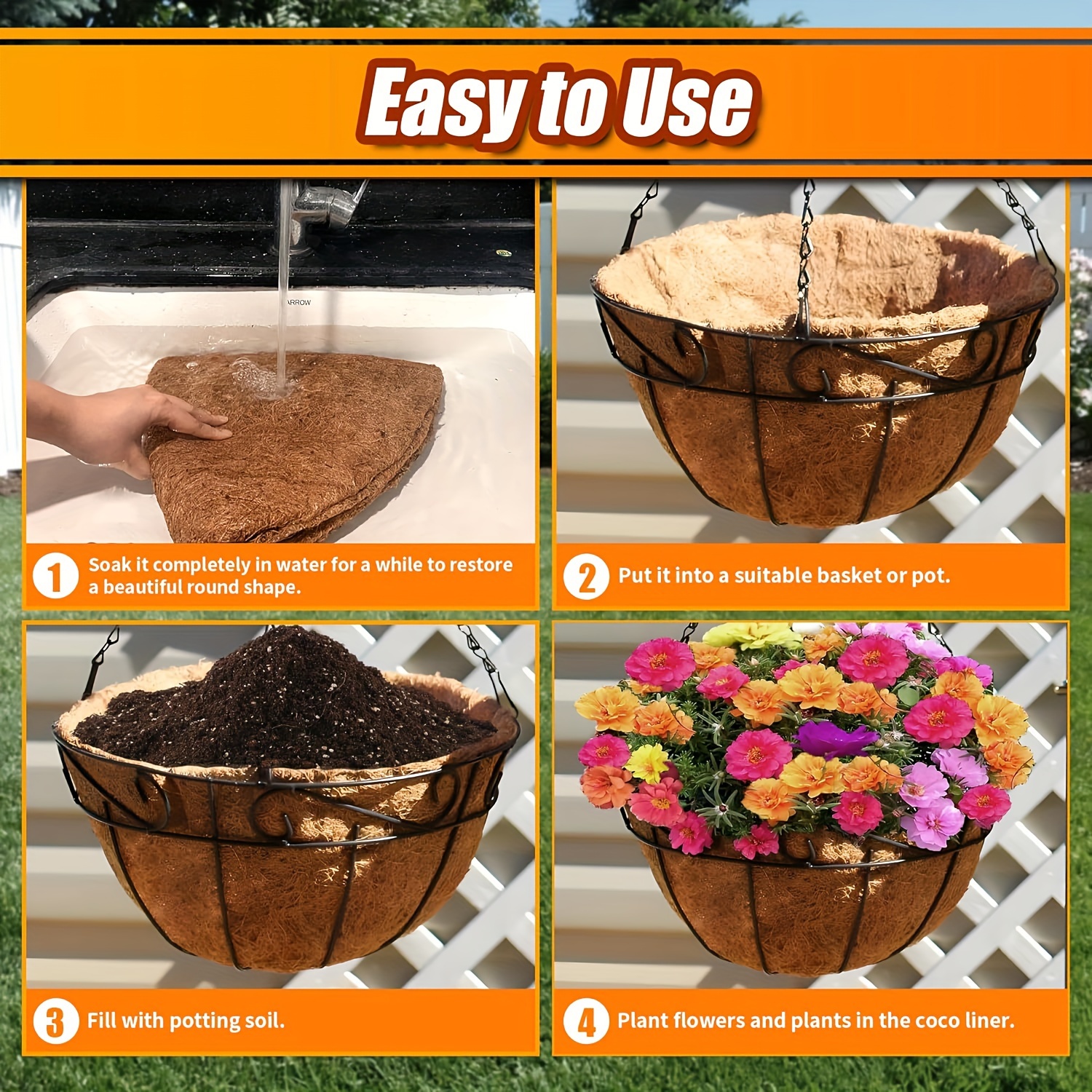 new planter liner 6 pack 12 inch round hanging basket liner - Temu
