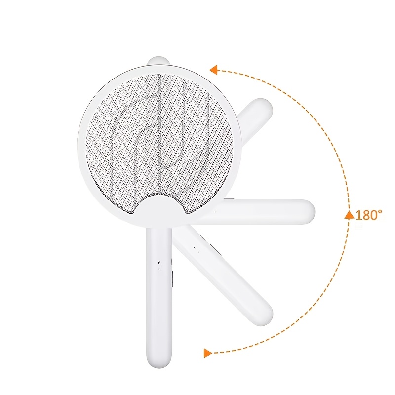 TEMU 4000v Electric Insect Zapper Racket With Uv Light, Usb-c Rechargeable Swatter With A 180° Rotating Handle, Ideal For Home, Camping, And Travel
