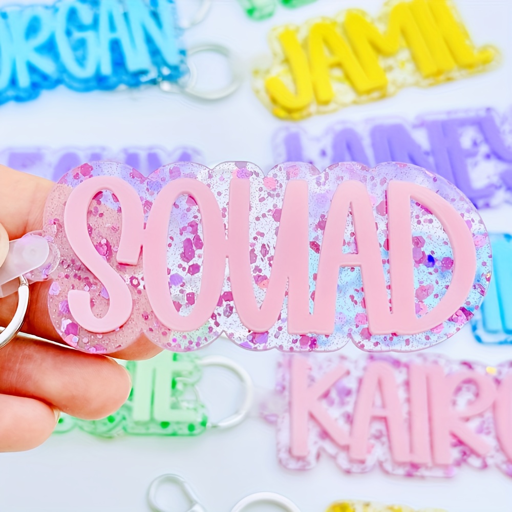 TEMU 2d Flat, 1 Personalized Acrylic Name Tag - Sparkling And Customizable Keychain, Suitable For Backpacks, Diaper Bags, Lunch Boxes - Cute Luggage