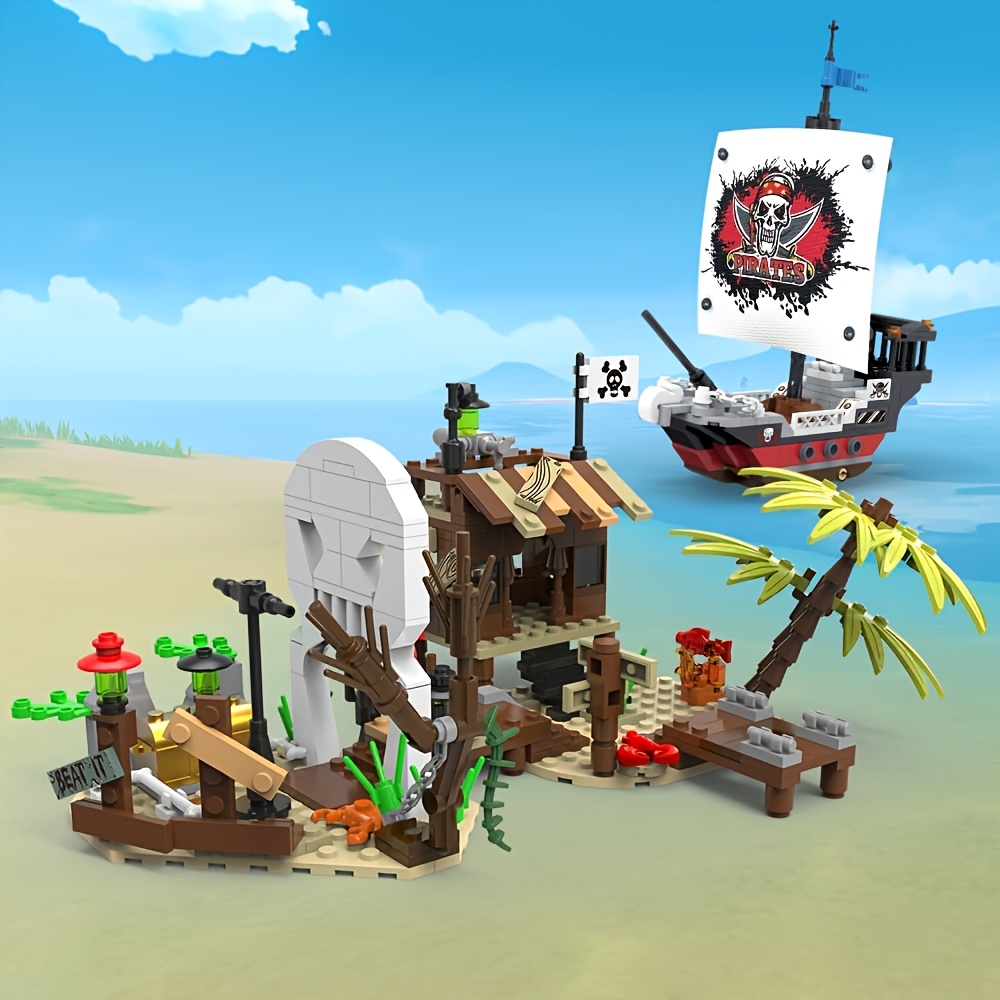 caribbean pirate ship building blocks set, high-difficulty small