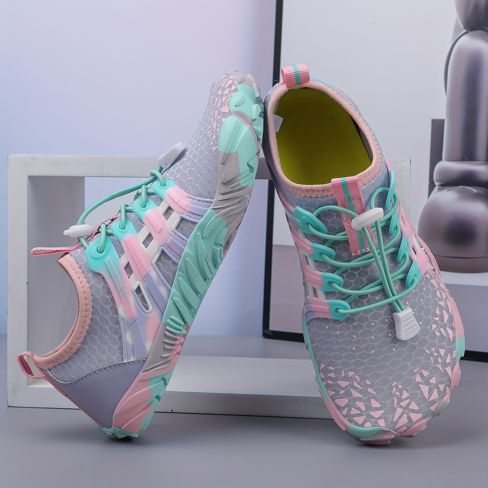 Water Shoes Lightweight Breathable with Non-Slip Rubber Sole Beach,  Pool, Yoga Outdoor Activities Summer Fabric Aqua Shoes in Gray, Pink, 