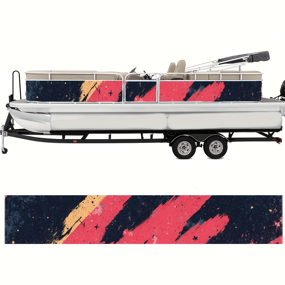 2pcs Abstract Linear Pattern Boat Stickers, Waterproof PVC Decals