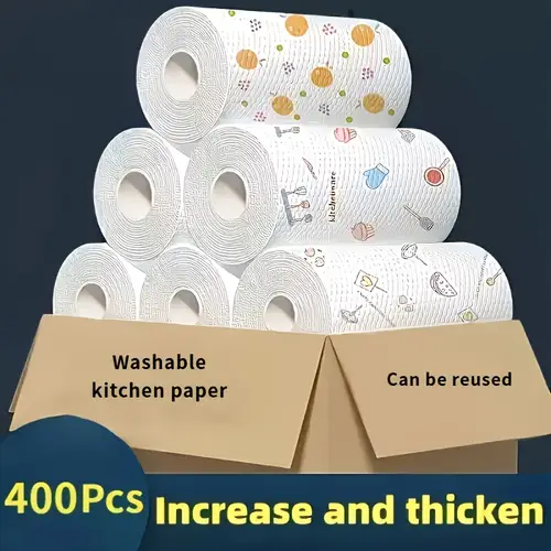 400 sheet roll of disposable kitchen towels washable dry wet use non stick oil degreasing cloths for household cleaning assorted styles lazy rag kitchen paper towels kitchen tissues cleaning supplies