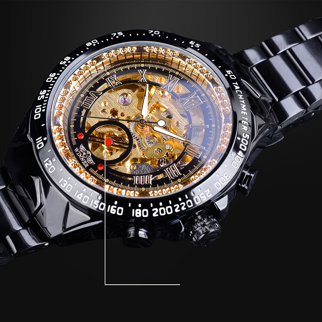 Mechanical Sport Design Bezel Men's Watch, Hollow Dial