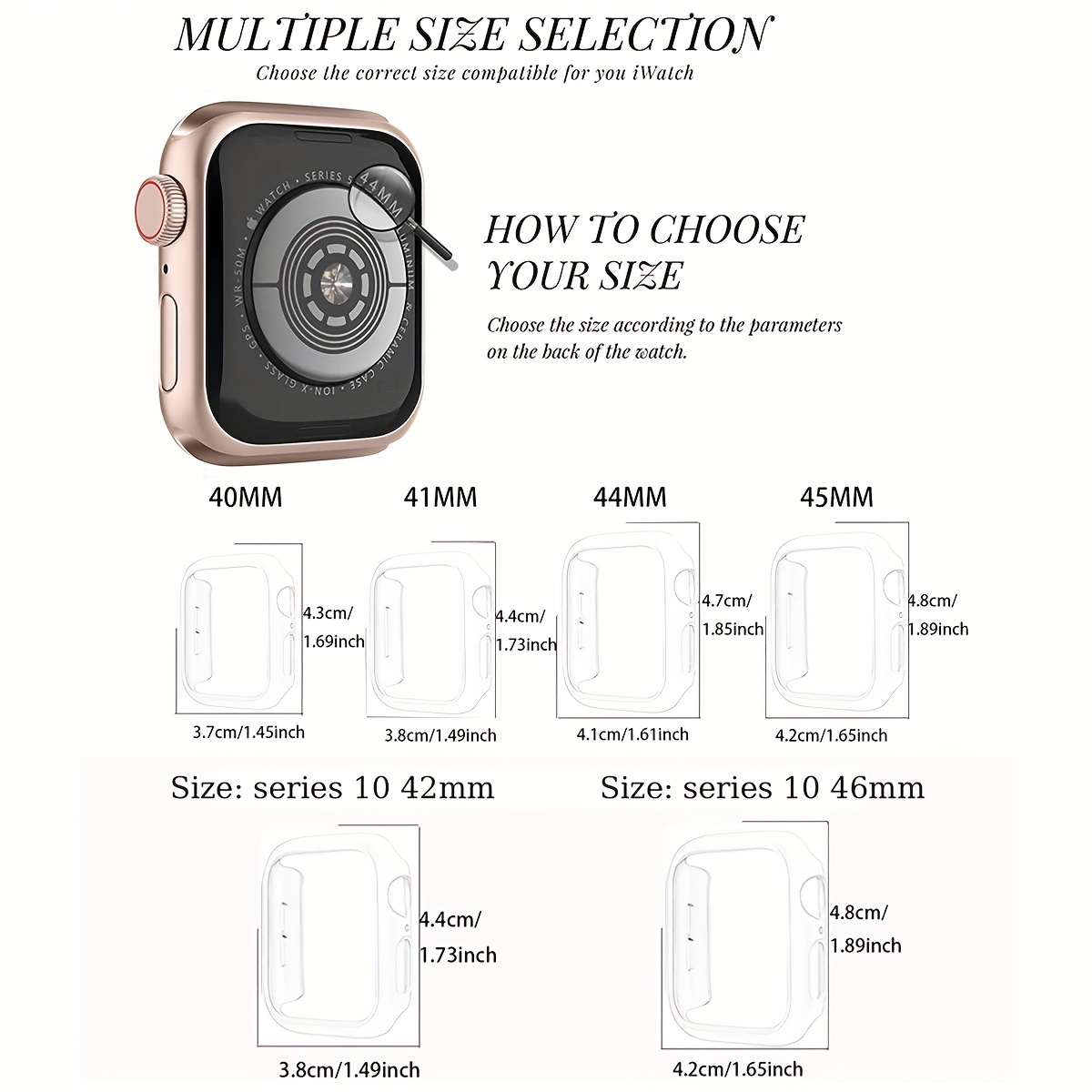 3pcs Sports & Casual Protective Case Set for Apple Watch, Full-Body Shockproof Scratch-Resistant Hard PC Cover with 9H Tempered Glass Screen Protector, Compatible with Apple Watch 38/42/40/44/41/45/46mm, Ultra/Series 11/10/9/8/7/6/5/SE/4