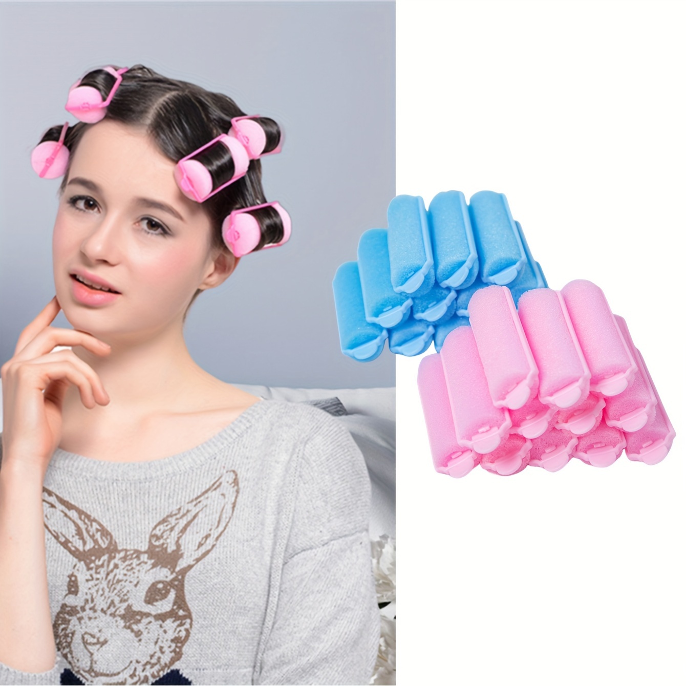 

10pcs/set Soft Foam Hair Rollers Set, Sponge Hair Curlers For Hair Styling, Diy Hairdressing Tools