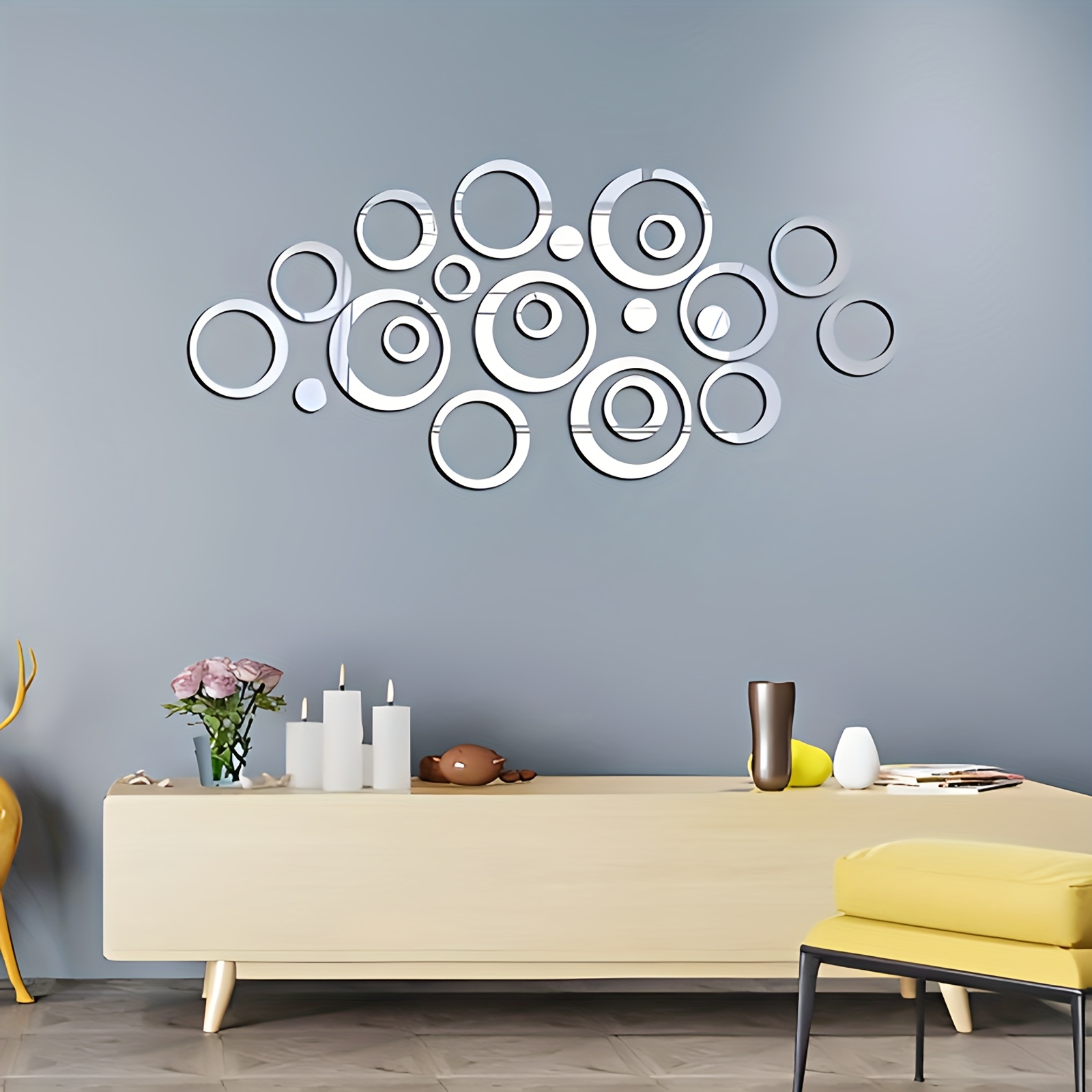 14cm 5 51in hollow round acrylic   wall sticker 24pcs set for living room bedroom tv background bathroom office decoration details 5