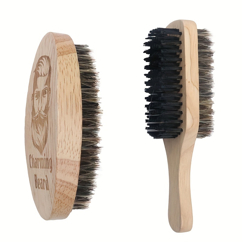 

1pc Beard Brush For Men, Natural Bristle Brush, Portable Barber Beard Brush For Grooming Beards And Mustaches