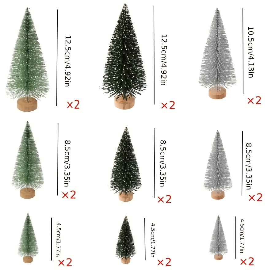 TEMU 18 Mini de Noël en Tailles Mesurant 4.92/3.35/1.77 Pouces, avec un Design en Cèdre de Neige , sur une Base en Bois avec Brosse à Bouteille,