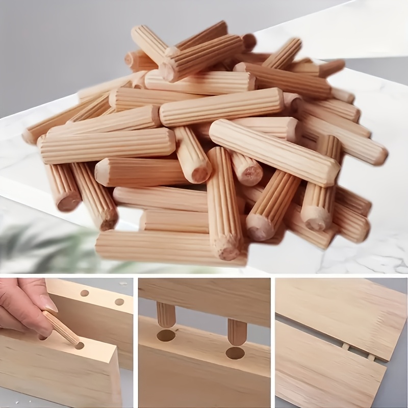 Image of 500pcs Premium Wooden Dowels, 6x30mm - Polished Circular Grooved Dowel Rods, For Woodworking, Drilling Guide And Locator, High Quality, Dowel Kit