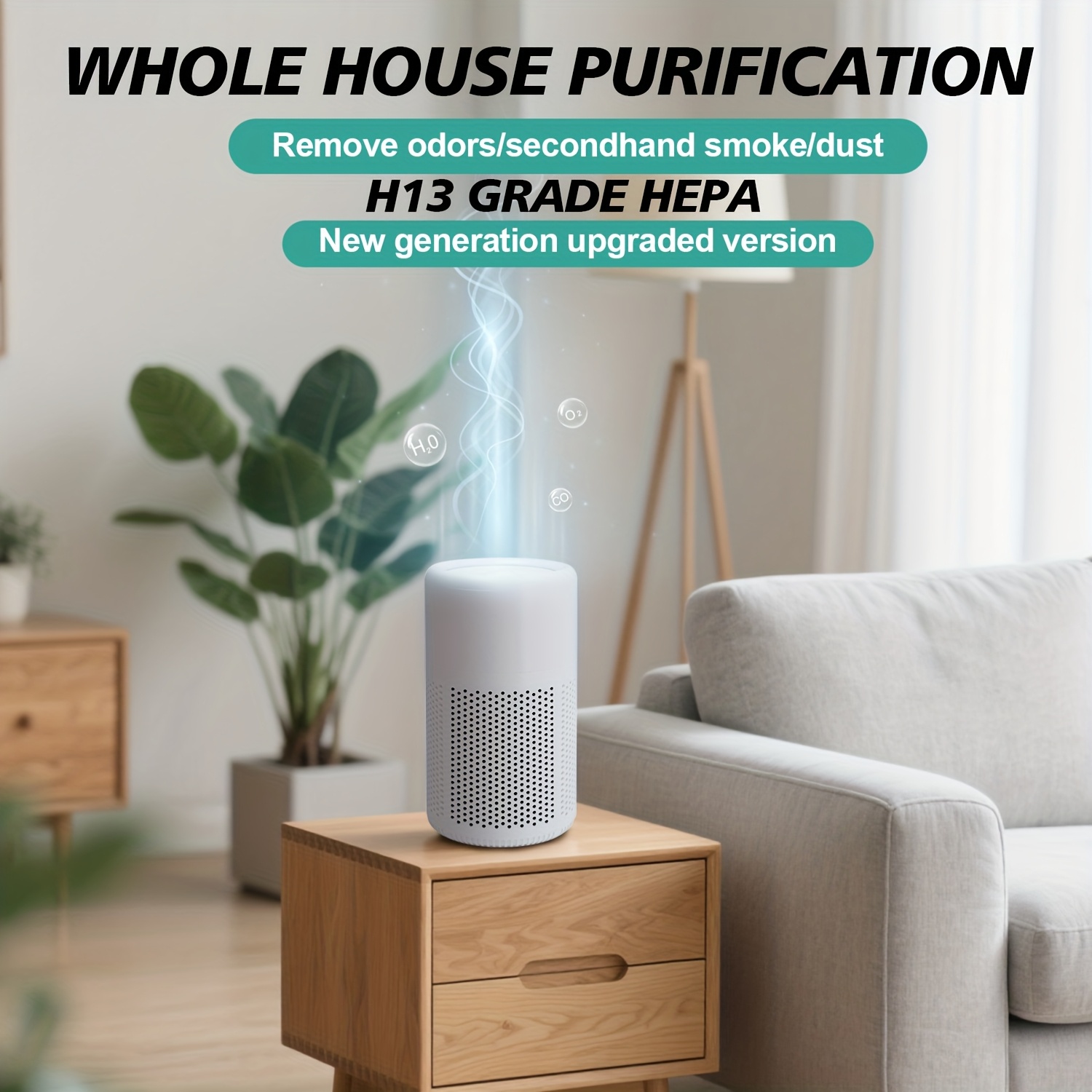 Air Purifier with HEPA Filter, Anti-Allergy, Negative Ions, and Quiet Operation for Desktop Use. Eliminates Pet Dander, Odors, Smoke, Pollen, Secondhand Formaldehyde, and PM2.5 Fine Particles. Features a Type-C Port and 3-Speed Wind Adjustment.