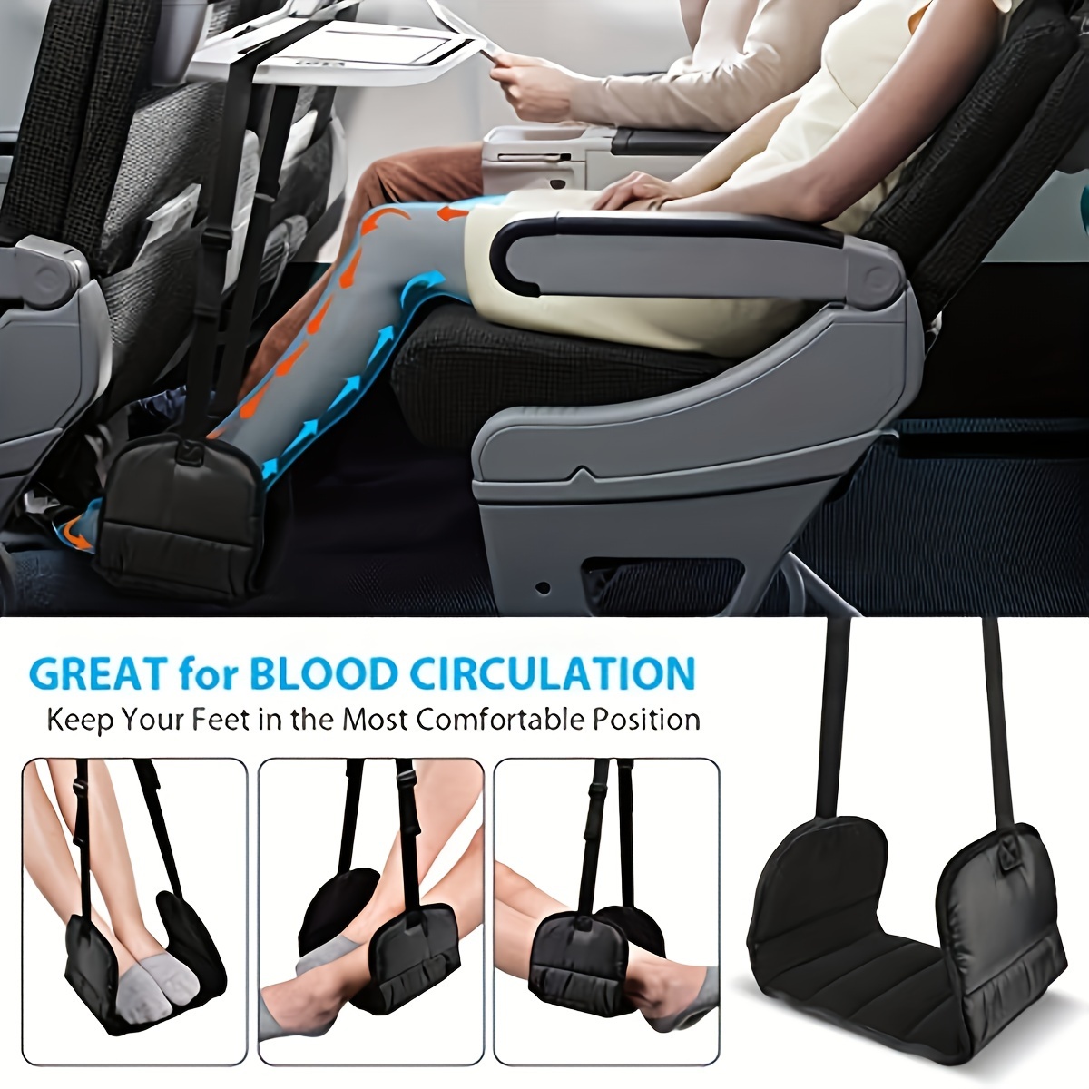 

Adjustable Travel Footrest With Carry Bag, Essential Long-distance Flight & Office Comfort Accessory, Stretchable & Durable, Enhances , Universal Fit For Airplane & Car Travel