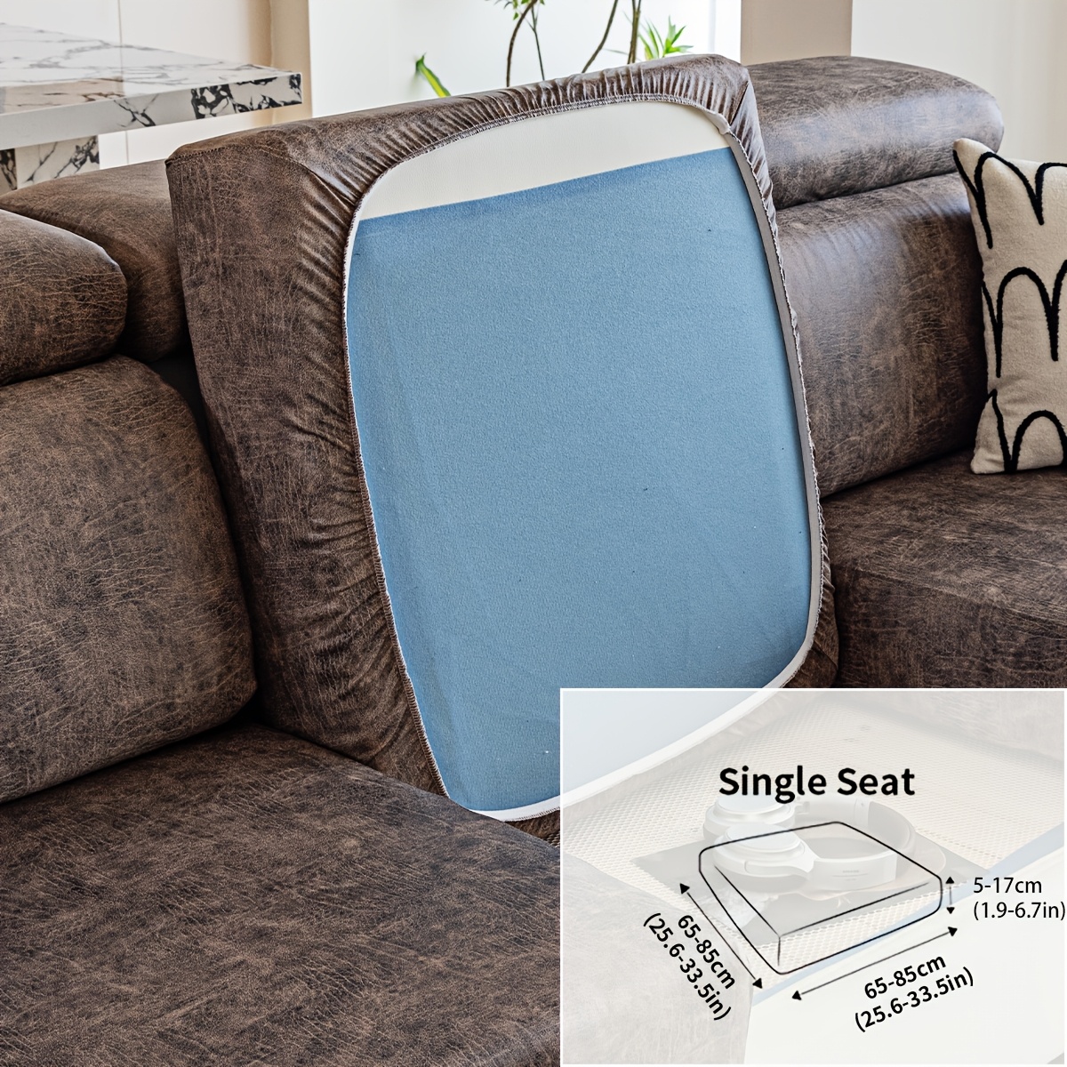 TEMU 1 Housse de canapé en tissu technique simili cuir, adaptée à toutes , pouvant être utilisée pour la décoration du salon et de , disponible en