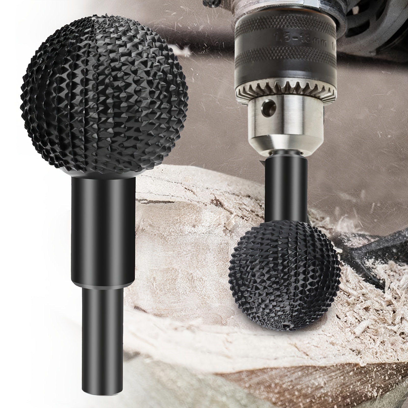 TEMU 1pc Wood Sphere Rotary Burr, -shaped Grinding Burr, For Shaping, Polishing, Woodworking & Carving, Precision Polished Edge Tool, 40mm Head