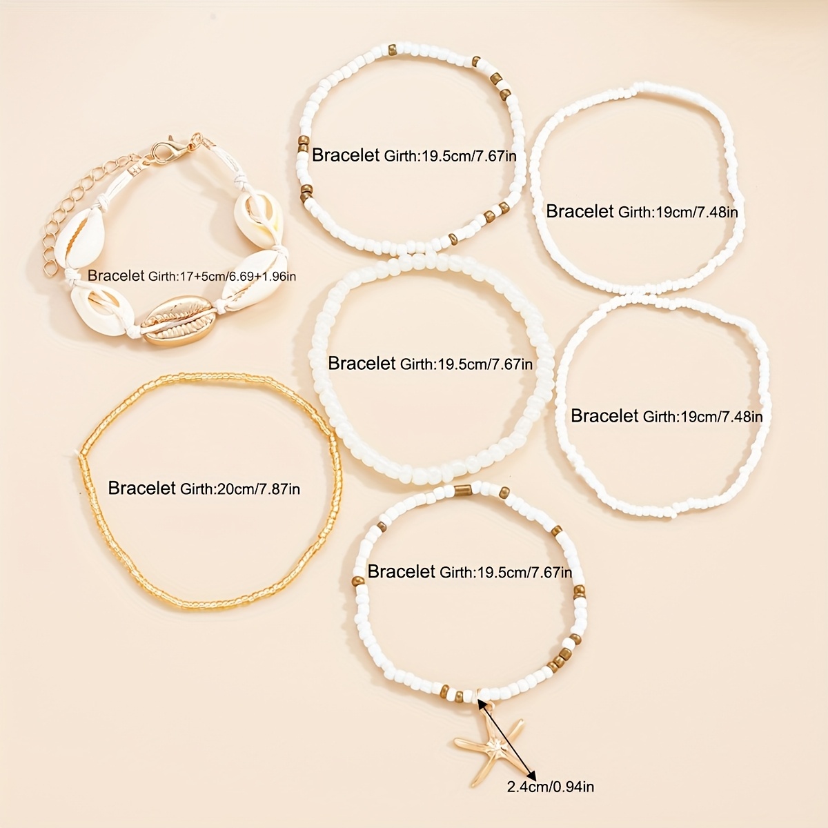 14pcs Bohemian Style Shell Beaded Bracelets Set