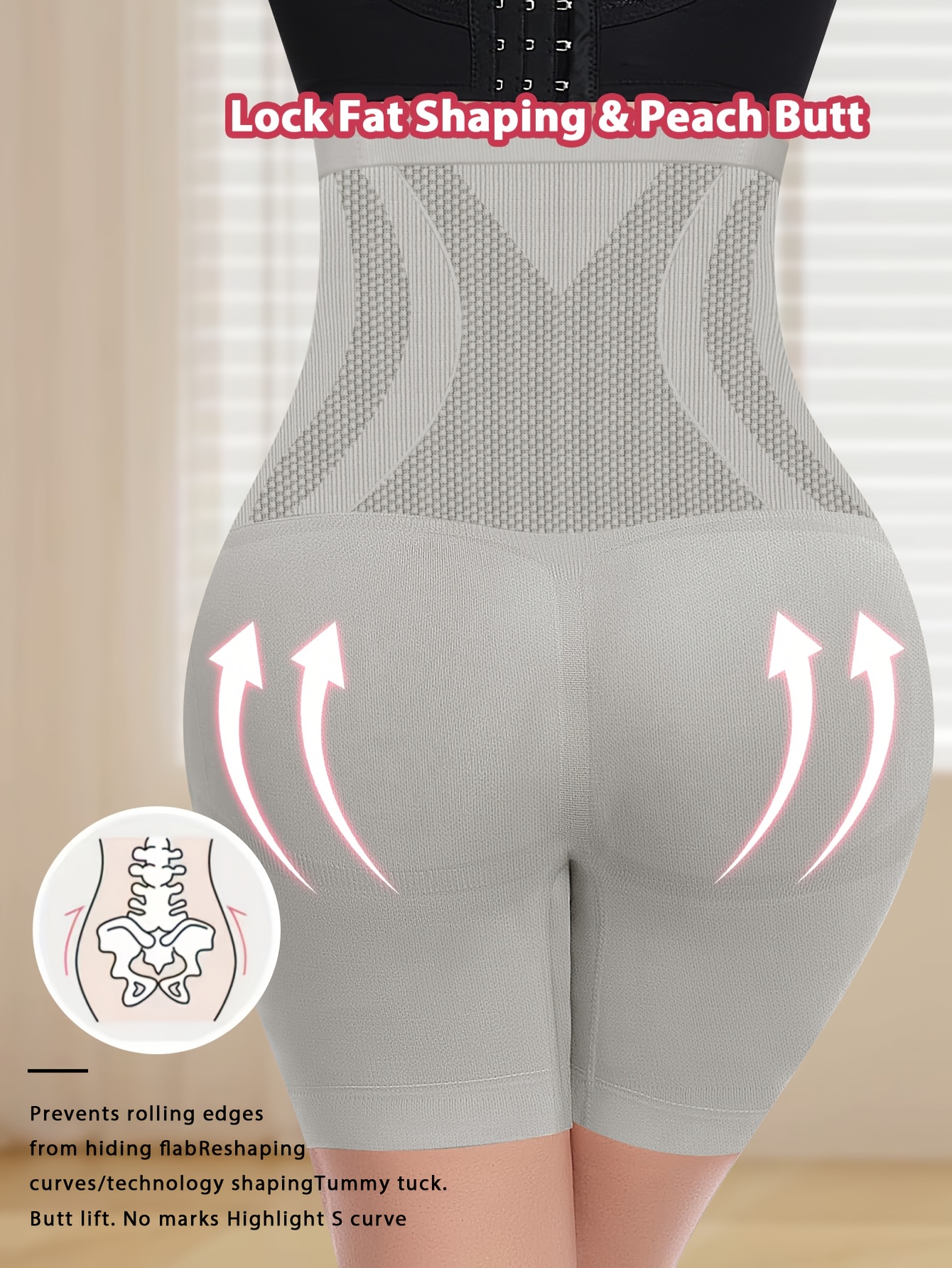 High-Waist Tummy Control Butt Lifter Shorts for Women - Black, Design, Comfort Fit, Polyester Blend, Machine Washable, Perfect for Casual Attire, High Waisted Shorts