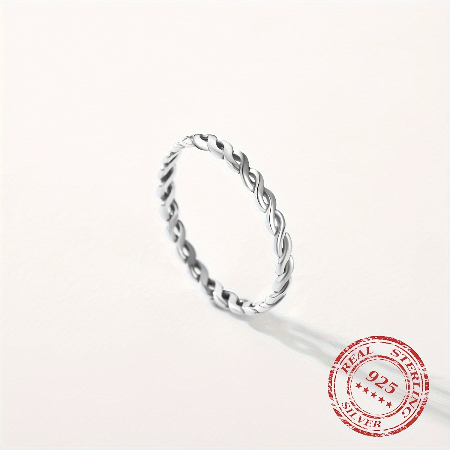 Women's Stacking Pure Silver Line Twist Ring