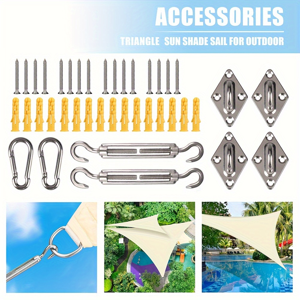 

24pc Shade Hardware Kit, For Triangle Sun Shade Installation, Stainless For Garden Outdoors