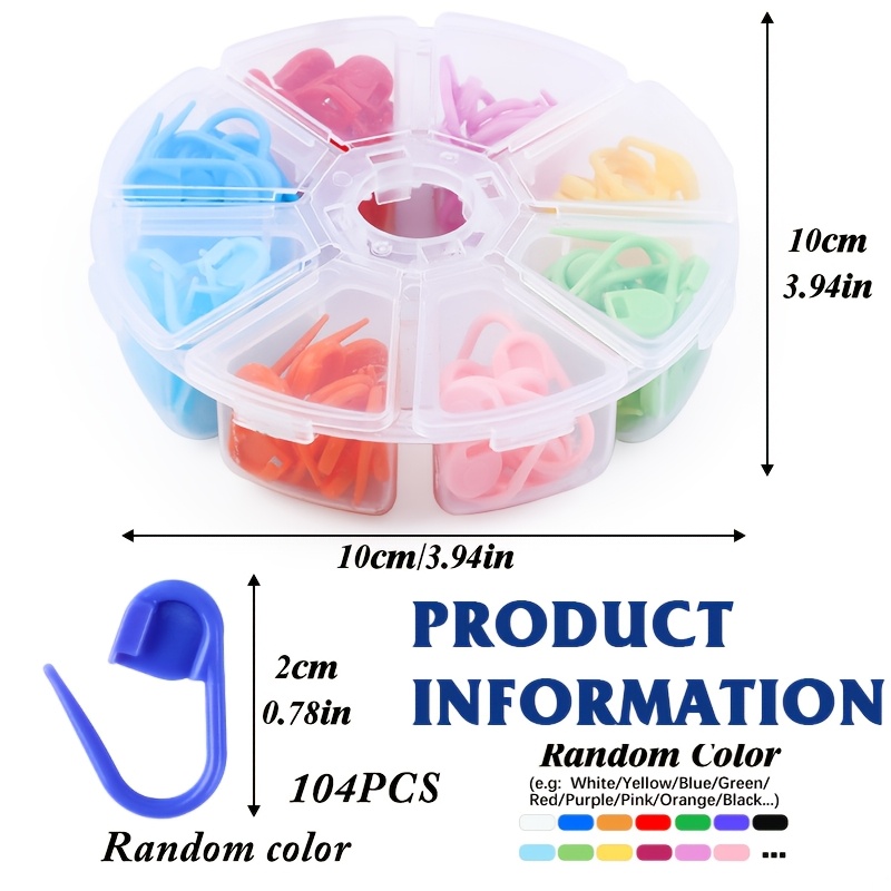 TEMU Random Color Delivery 104pcs Colored Knitting Markers - Crochet Clips And Pins, Locking Needle Markers, Craft Plastic Safety Pins, Knitting