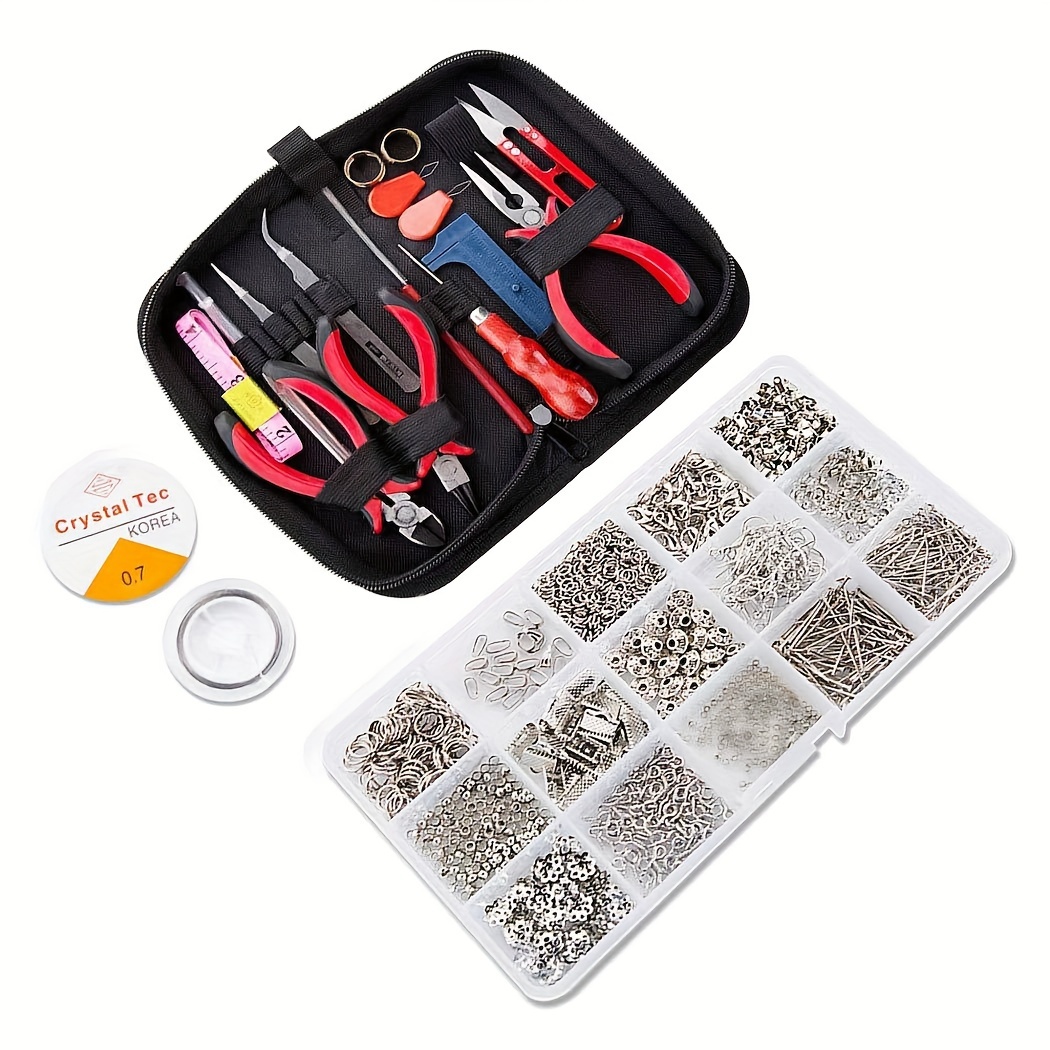 

1300pcs Making Kit With Tools - Crafting Set Including Metal Findings, Beads, Cord & More - Portable Design For Beginners & Enthusiasts, Jewelry Making Supplies