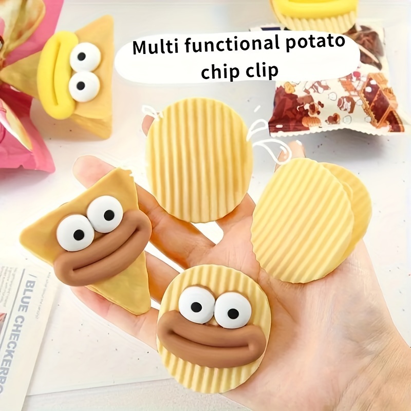 

2pcs Fun Cartoon Chip Bag Clips - Reusable, Food & Snack Sealers For Kitchen Storage, Creative Simulation Design, Office/reading/dining