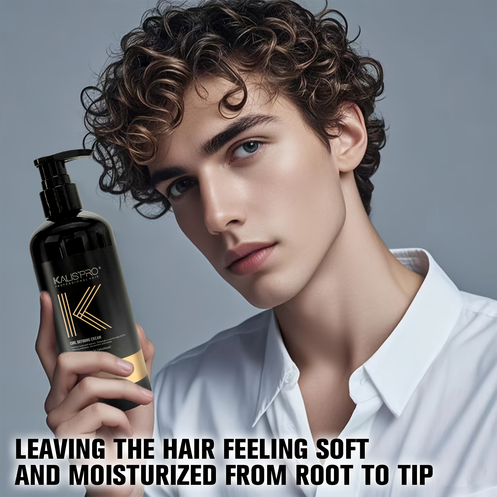 Crème de stylage pour boucles pour hommes, 300 ml/10.14 oz, améliore, hydrate et contrôle les frisottis avec une tenue douce et longue durée | Formule non irritante pour cheveux bouclés - Fournitures quotidiennes pour étudiants