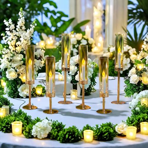 immagine dell'articolo 6 set portacandele in vetro , portacandele in metallo , portacandele in stile retro per ricevimenti, decorazioni per matrimoni, decorazioni per tavoli di centrotavola per matrimoni (candele non ) natale halloween hanukkah ringraziamento, per natale, perfetta per il ringraziamento
