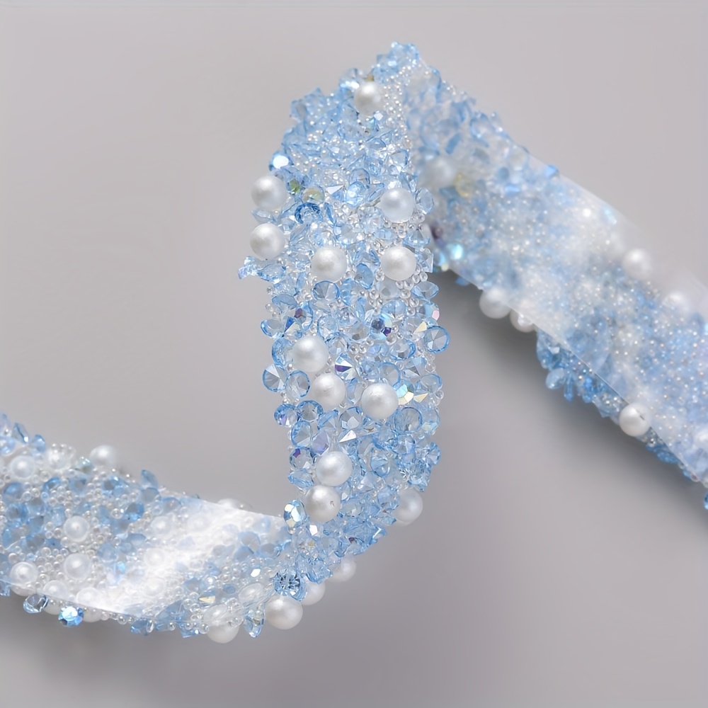 15mm 1 Yard Rhinestone Trim Ribbon Self Adhesive Glitter Resin Rhinestones Strip Chain Tape Wedding Dress Belt Crafts Decoration