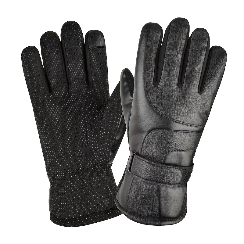 TEMU A Pair Of Men' Wear Warm Gloves, With A Thickened Interior And Touchscreen Functionality, Suitable For Everyday Commuting And Casual Use.