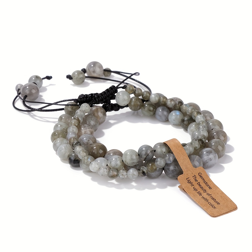 3pcs Natural Stone Beaded Bracelets for Women