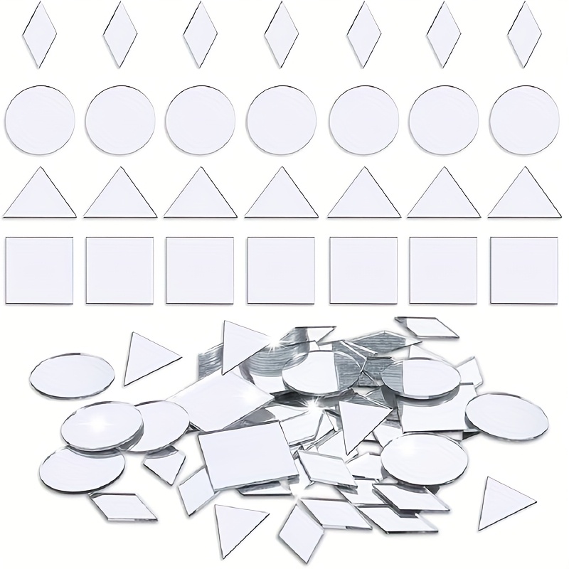 

100pcs 4 Shapes Craft Mirrors, Small Mirror Accessories For Craft Homemade Mirror Mosaic Tiles Triangle/square/round/diamond Glass Tiles 1 Inch Mirror Tiles For Disco Ball Craft Supplies