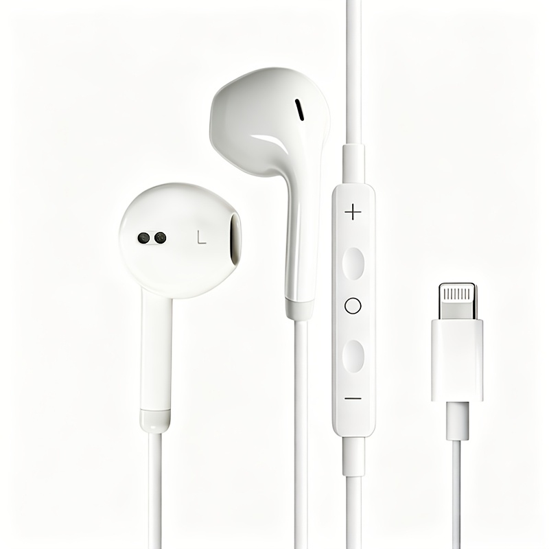 TEMU Écouteurs filaires Lightning, Casque audio avec micro HD intégré, Basses profondes immersives, Écouteurs -auriculaires avec contrôle du volume