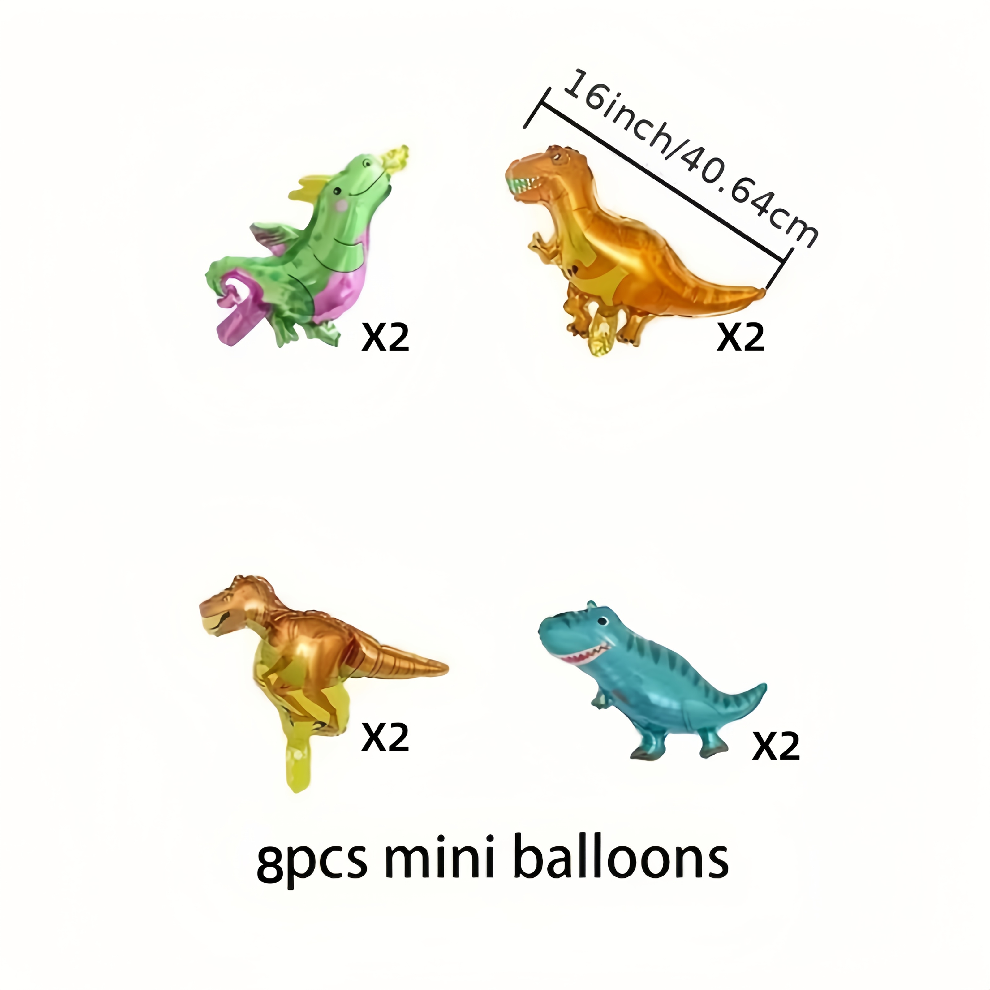 Image of 4/8pcs Mini Dinosaur Foil Balloon For Cute Dinosaur Birthday Party Decoration, Boys Jungle Dinosaur Theme Decoration
