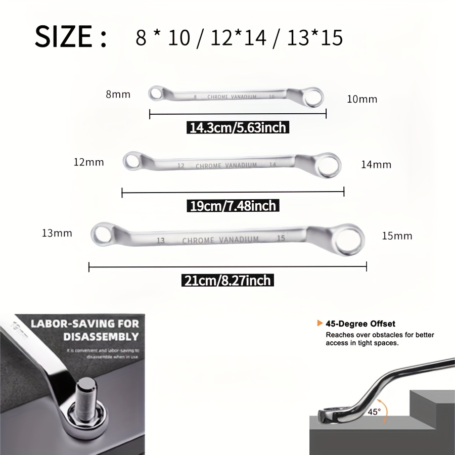 TEMU Professional 9pcs/6pcs/3pcs Double-ended Ratcheting Box Wrench Set (6-24mm) | High Polish Mirror End | Steel | For Auto, Bike, Boat