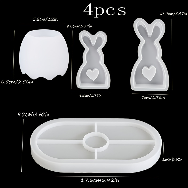 TEMU 4 pezzi Set Stampi Resina Fai da Te, adatti per resina e gesso, stampi riutilizzabili grandi/piccoli a forma di cavo, stampo a forma di uovo con