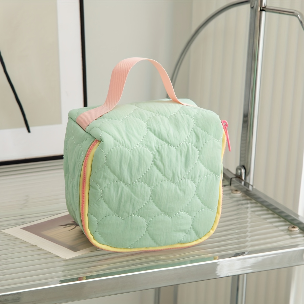 TEMU Pochette portaoggetti con cerniera a in stile , trousse da donna e fresca, borsa da toilette da viaggio portatile, organizzatore per viaggi di