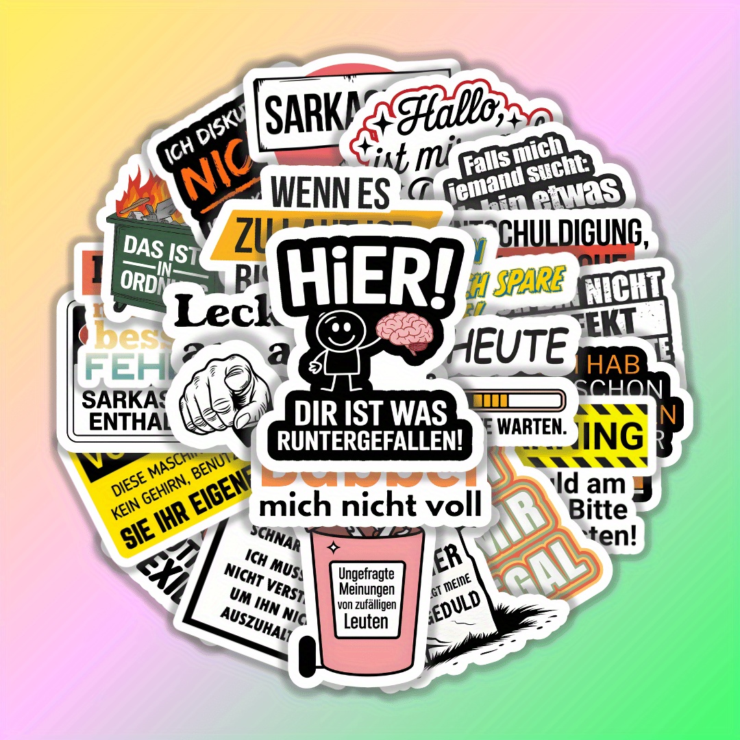 25 Stück Deutsch Sarcasmus Humor Aufkleber Set Kreative Lustige Deko Aufkleber für Laptop Journal Notizbuch Lustige Ausdruck Design Aufkleber