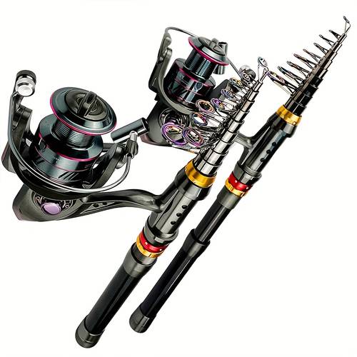 new fishing rod set 1 telescopic rod 1 spinning reel carbon fiber folding fishing rod suitable for saltwater and freshwater fishing