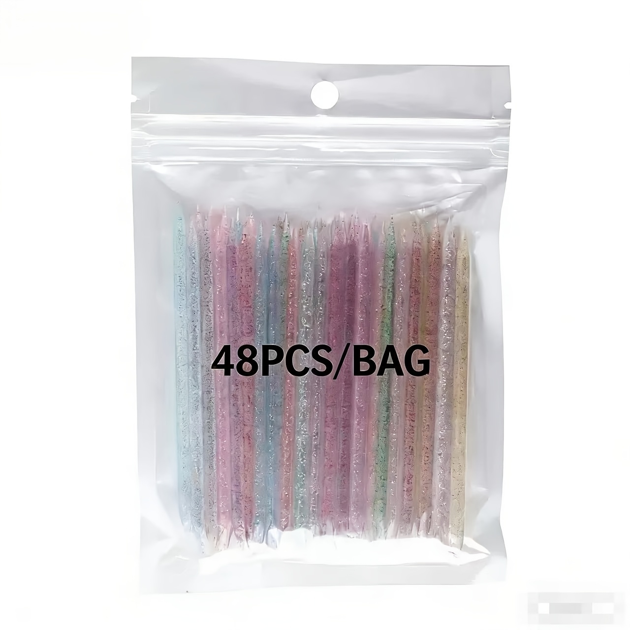 TEMU 48 piezas de palitos de cutícula desechables surtidos, herramientas de manicura de punta para empujar cutículas, puntear, recoger pedrería,