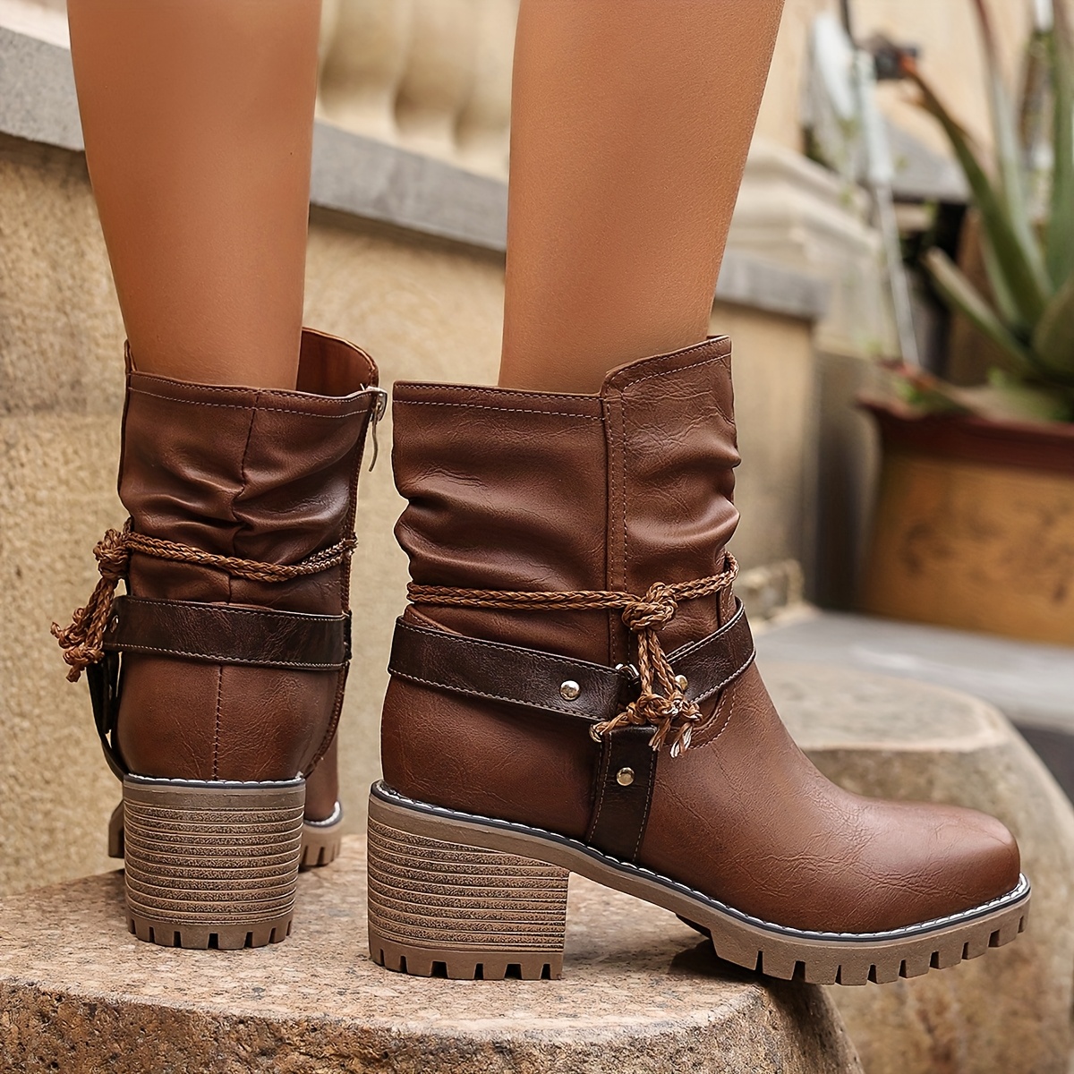 Spitz Braune Leder Stiefeletten Mit Absatz Elegante Plateau