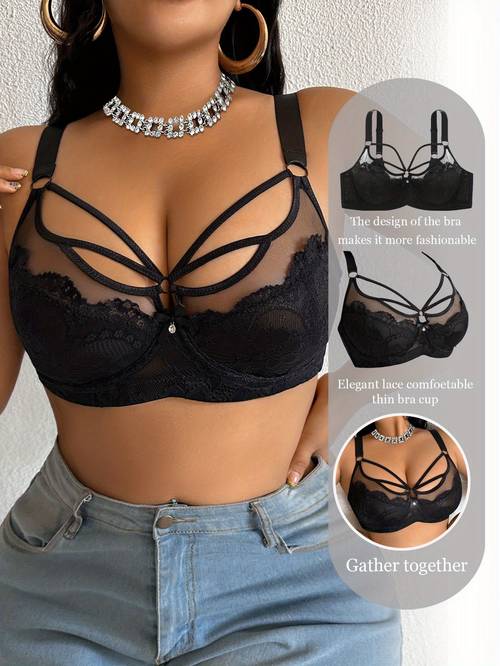 plus size underwire lace panel bustier