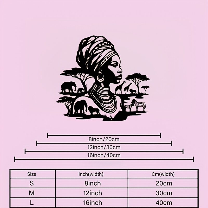 TEMU 1pc Art Mural en Métal pour Femmes Africaines, Décoration de la , Grande Tapisserie , Panneau Suspendu en Métal Noir, Ornement Cadeau Fête des