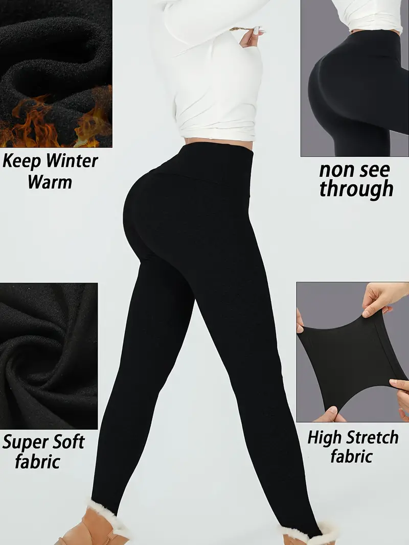 Women's Thermal Fleece Lined High Waisted Leggings Workout - Temu  Philippines