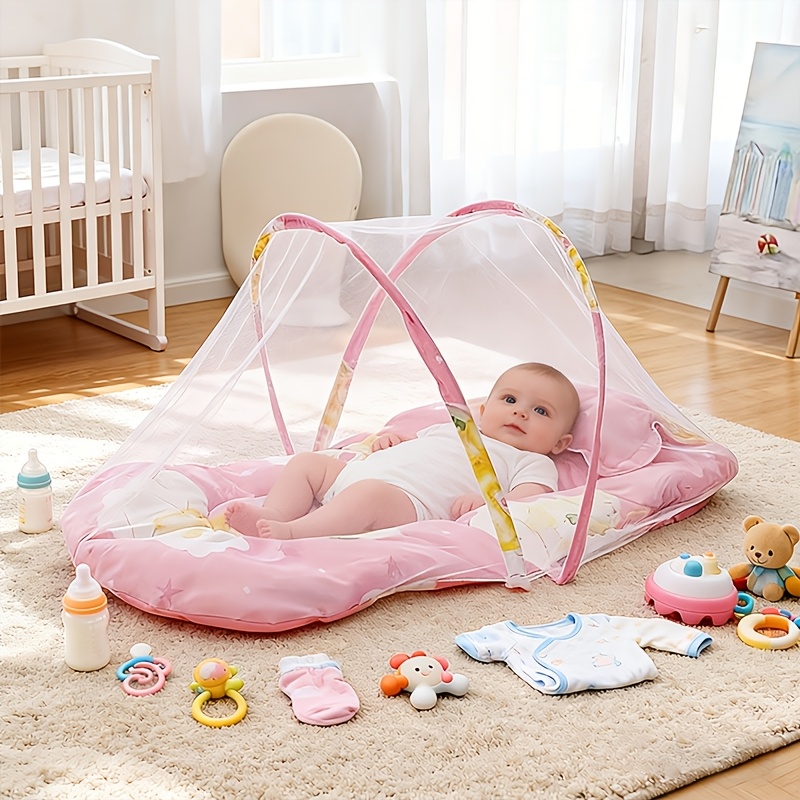 No-Installation Baby Foldable Mosquito Net, Portable Mosquito Net for Infants, Featuring a Soft, Breathable Cartoon Design