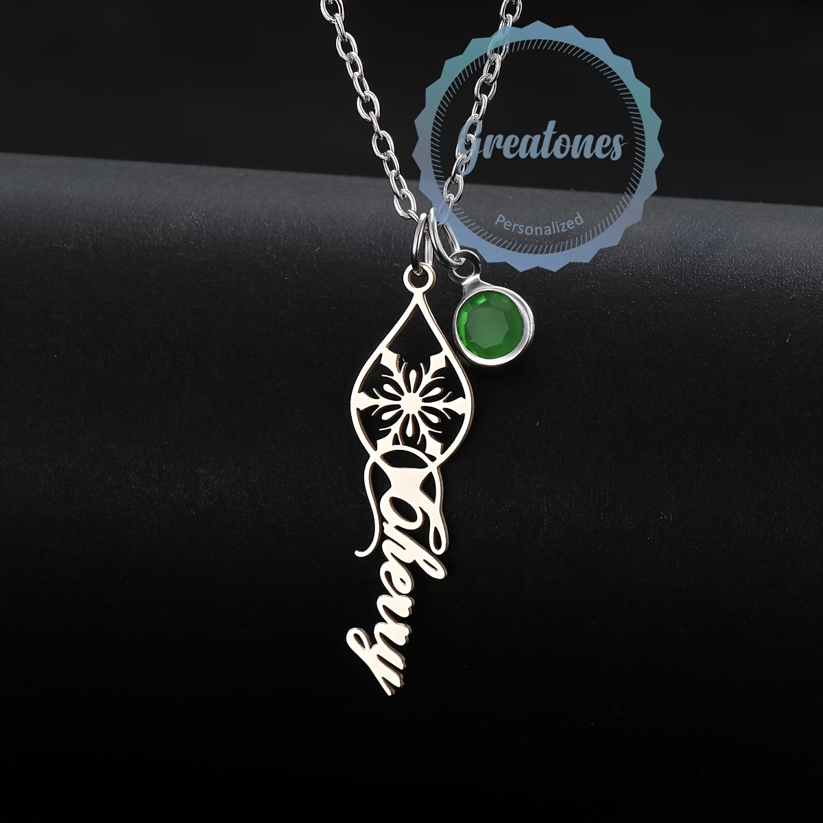 Custom Stainless Steel Teardrop Snowflake Name Necklace